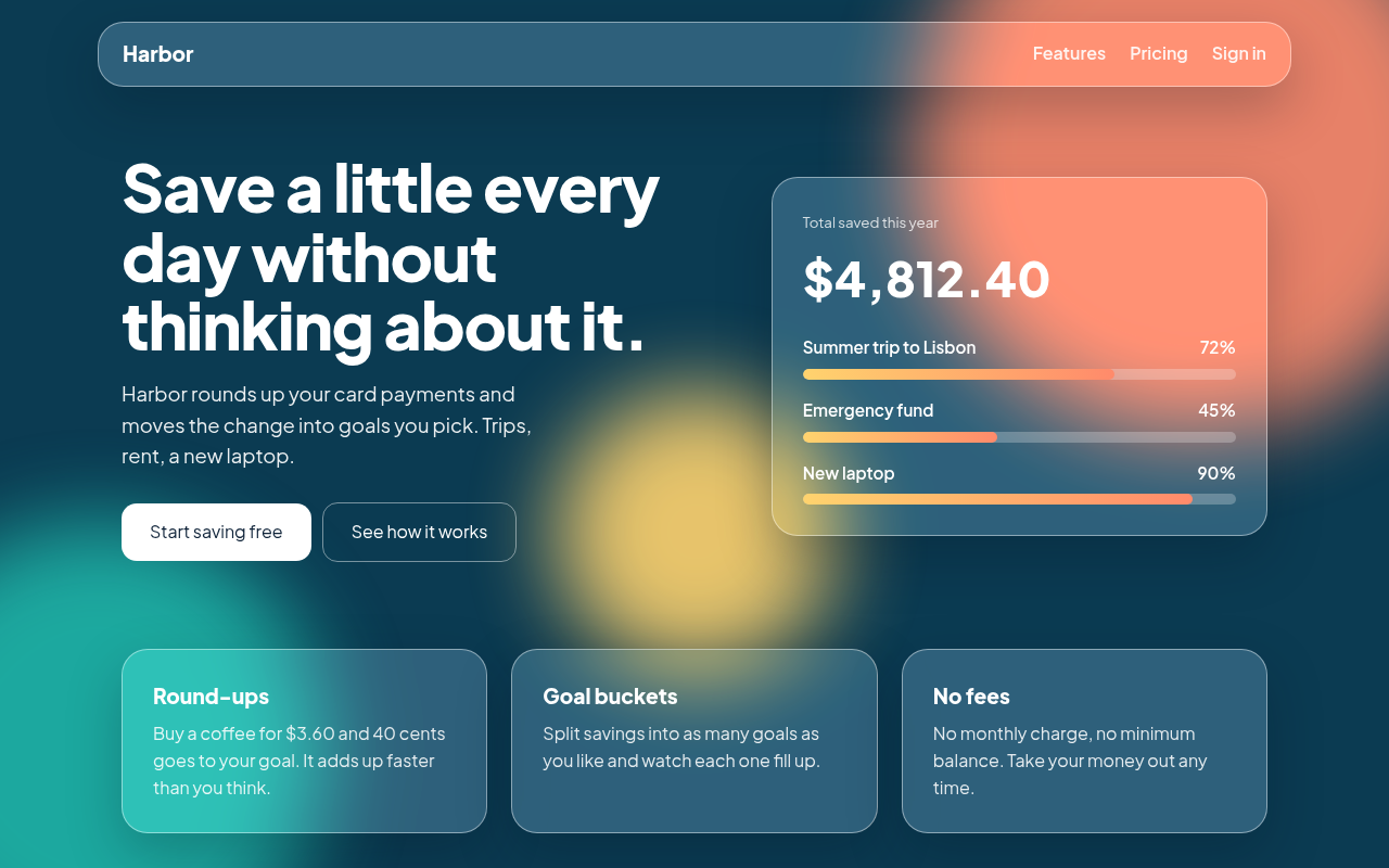 Glassmorphism CSS template preview