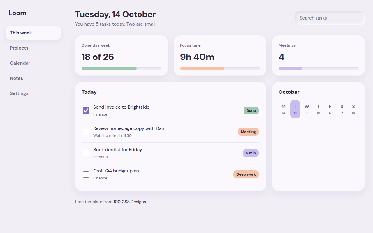 Soft UI CSS template preview