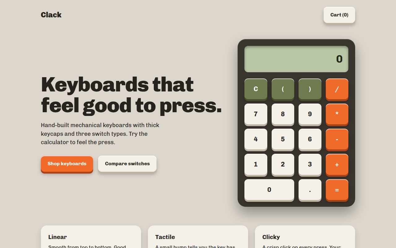 Tactile Buttons CSS template preview
