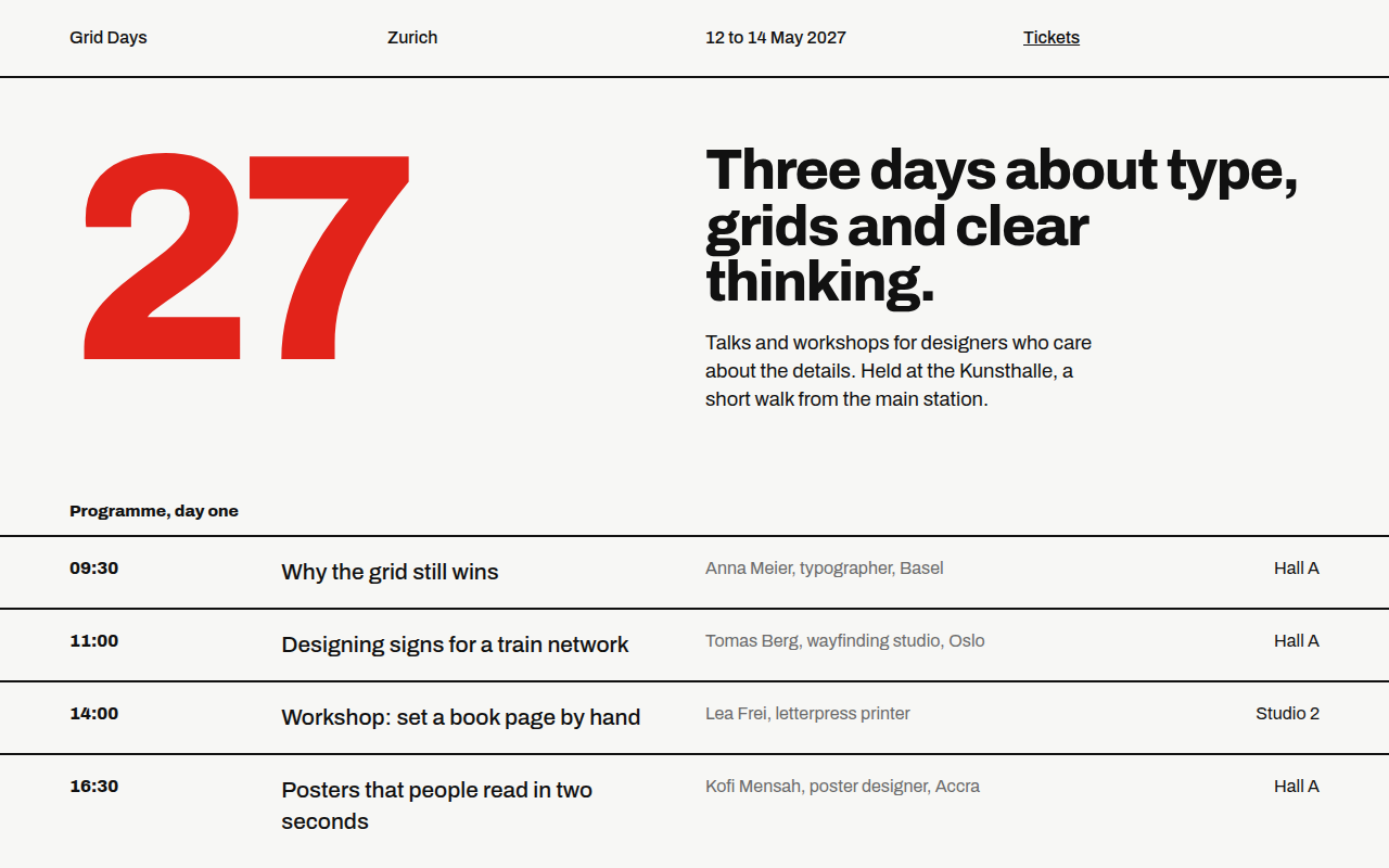Swiss Grid CSS template preview