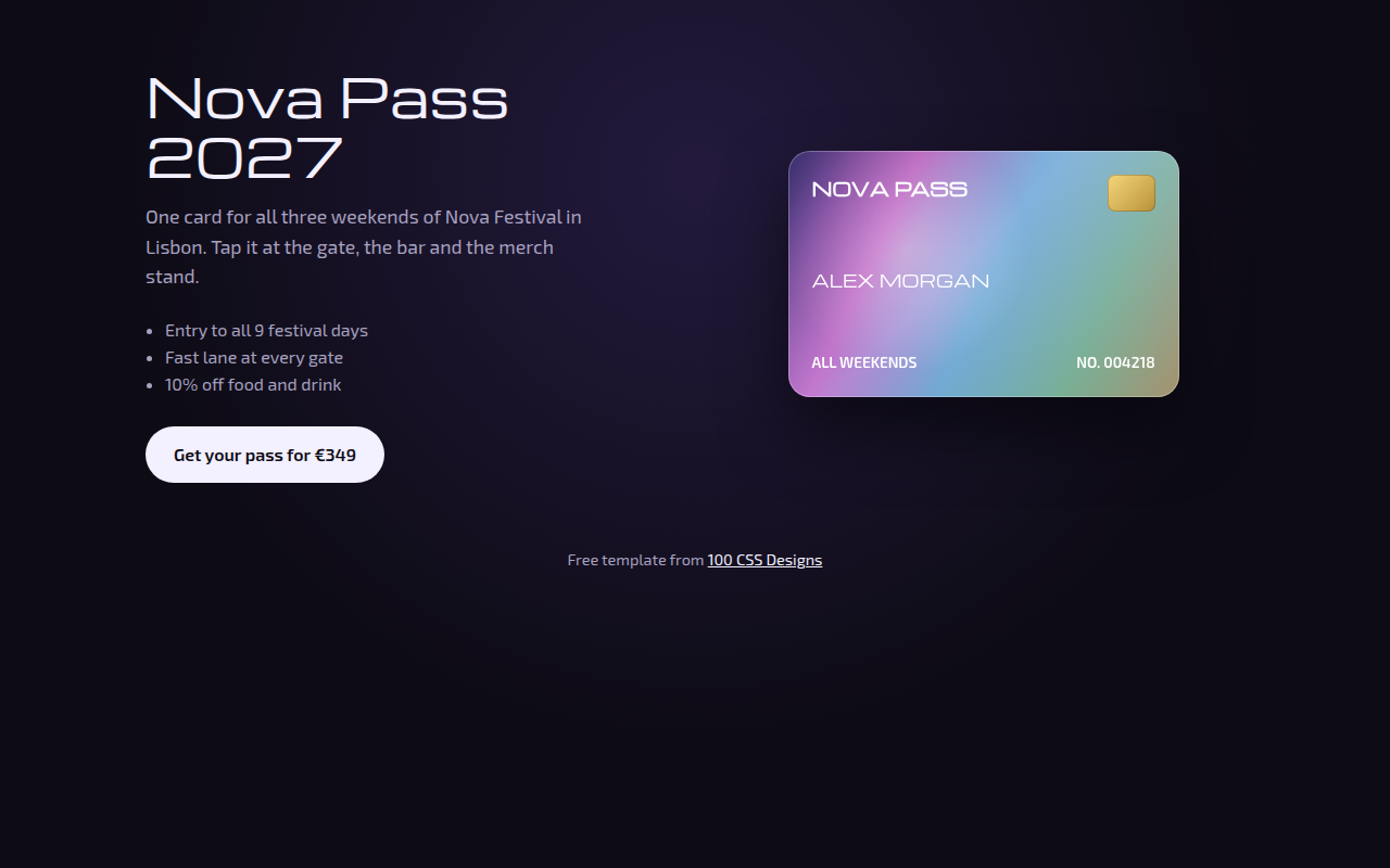 Holographic CSS template preview