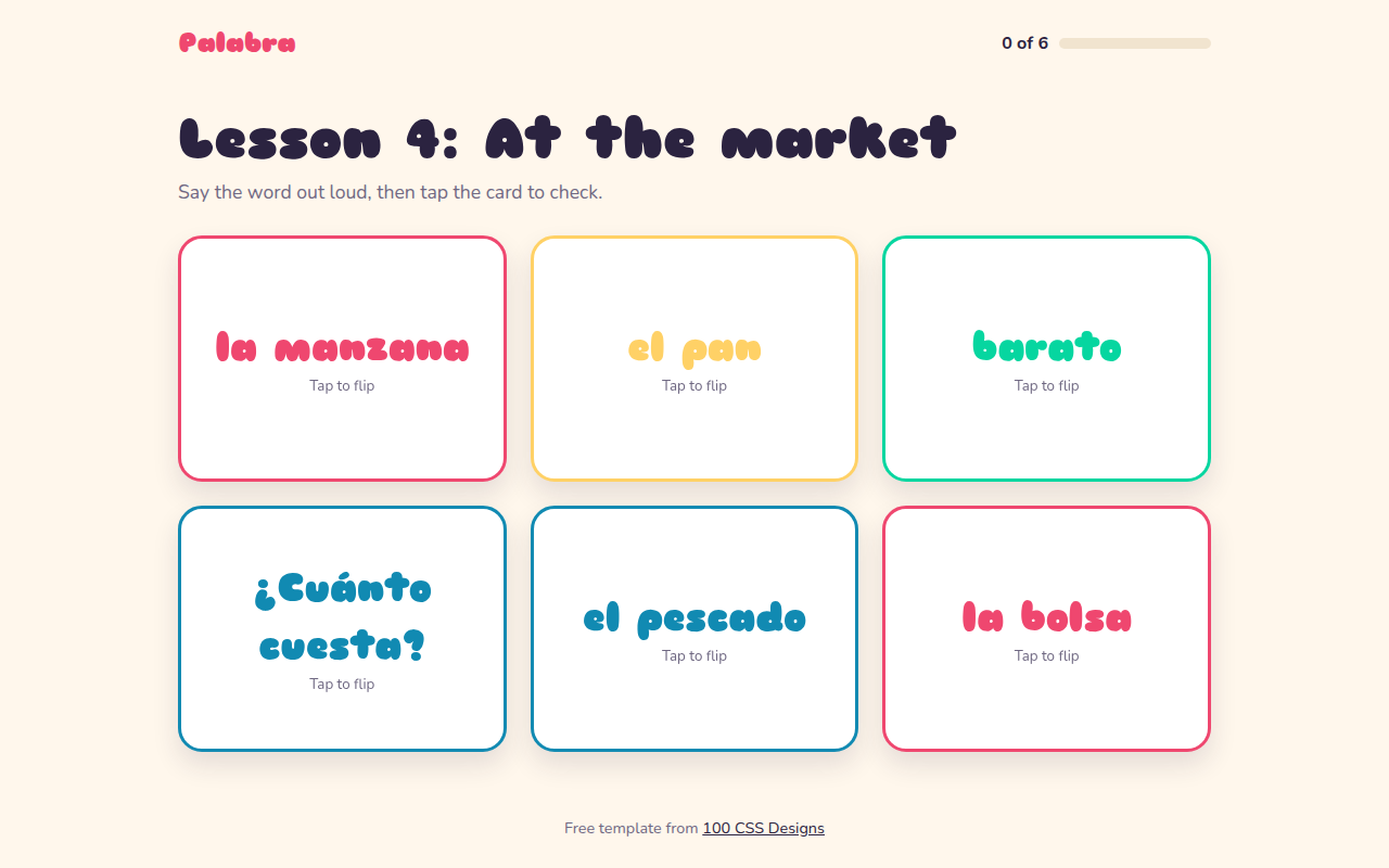 Flip Cards CSS template preview