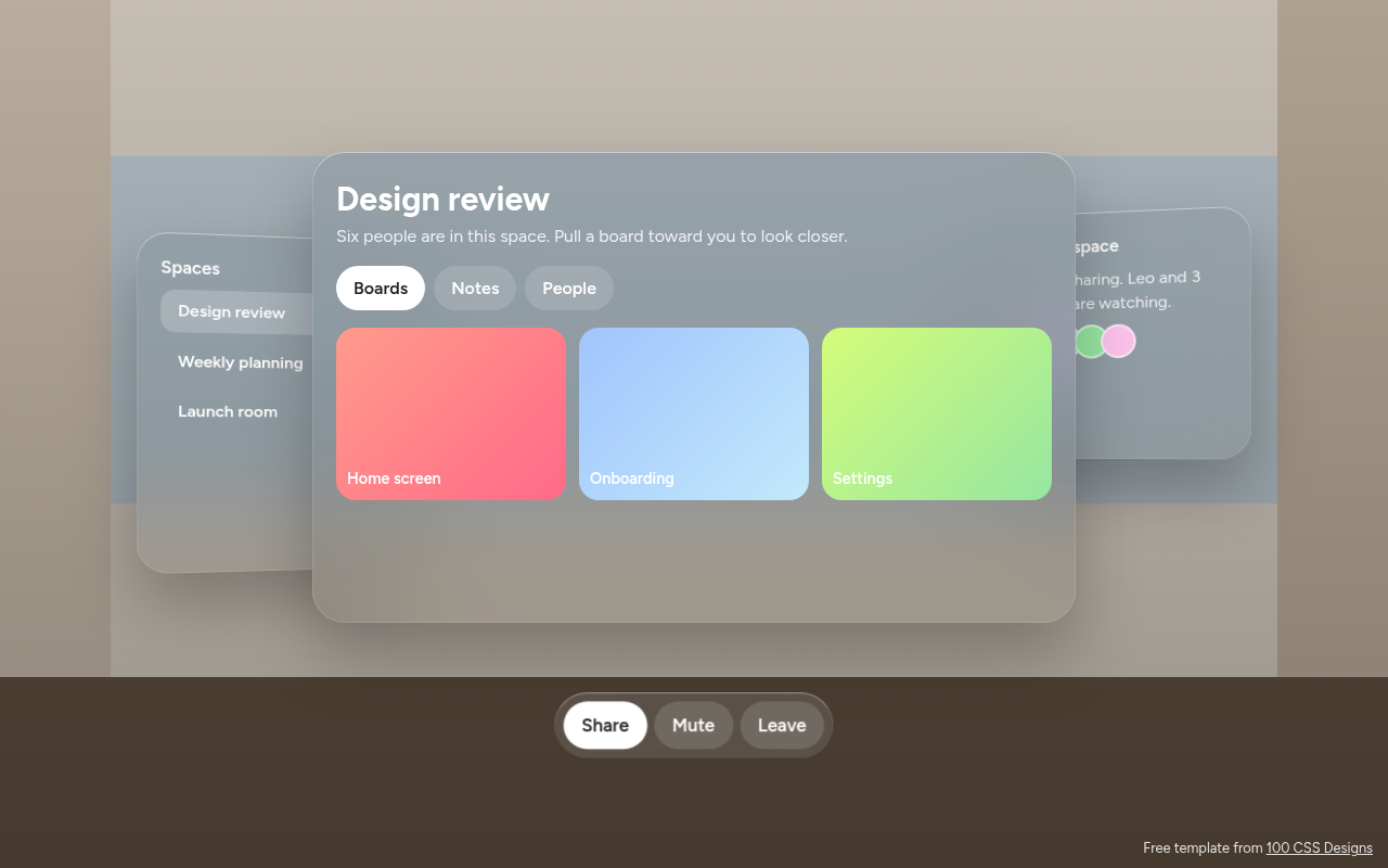 Spatial UI CSS template preview