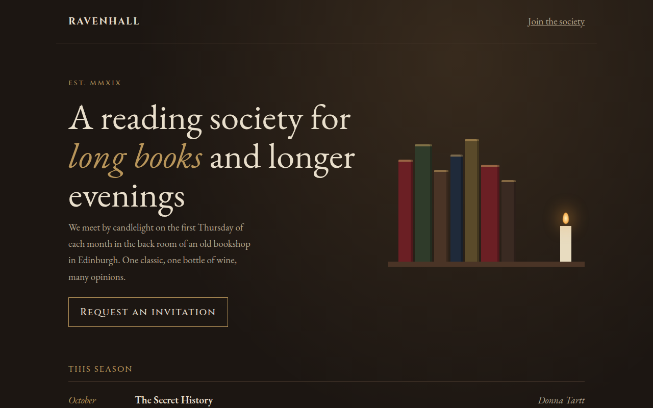 Dark Academia CSS template preview