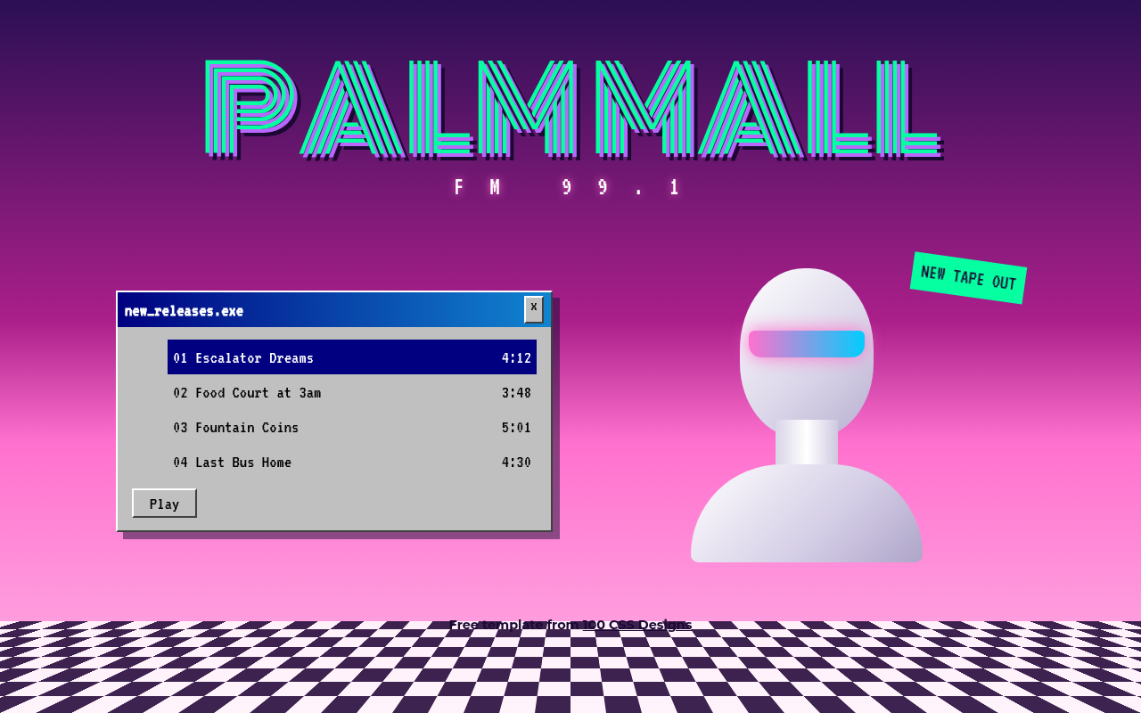 Vaporwave CSS template preview