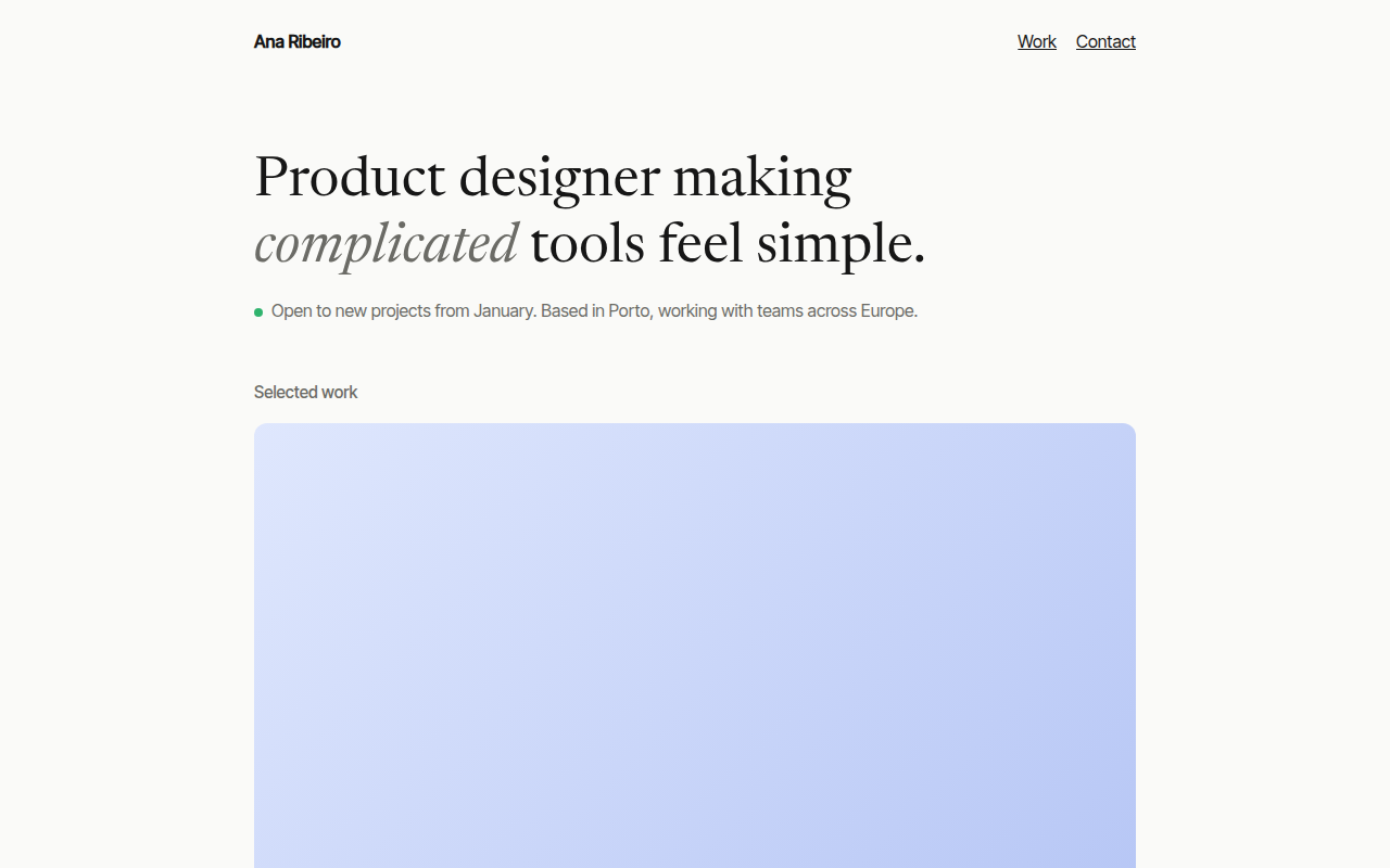 Minimal Portfolio CSS template preview