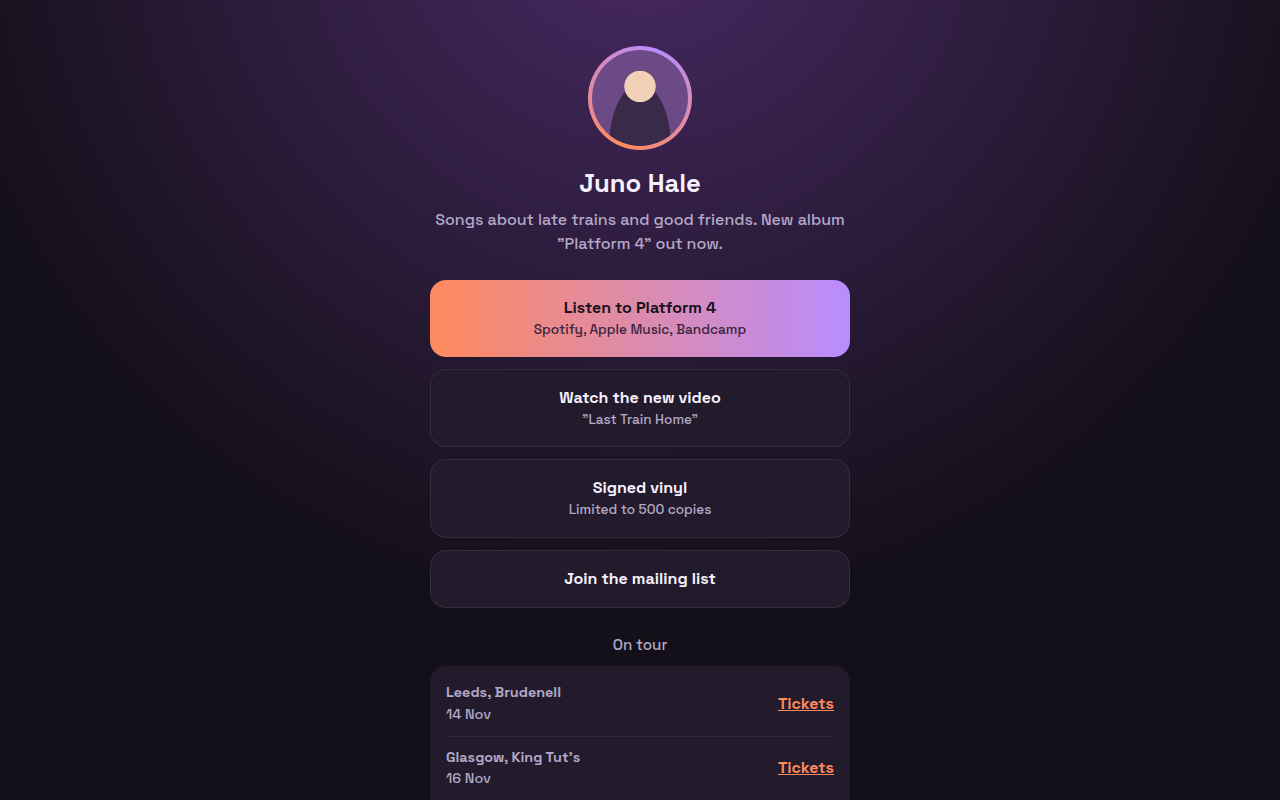 Link in Bio CSS template preview