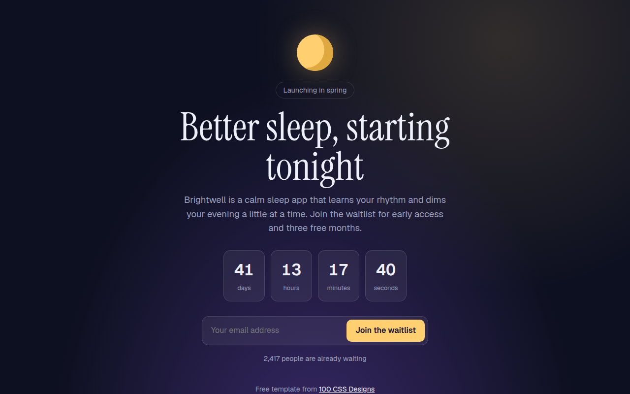 Waitlist Page CSS template preview
