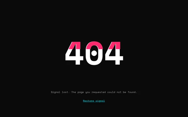 Glitch 404 page template preview