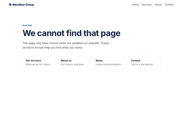 Corporate 404 page template preview