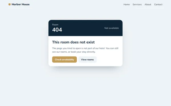 Hotel 404 page template preview