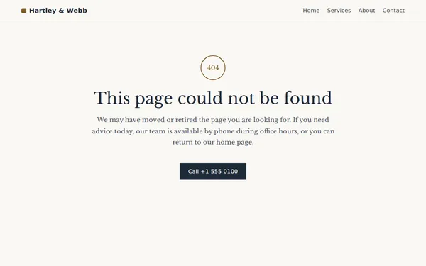 Law Firm 404 page template preview