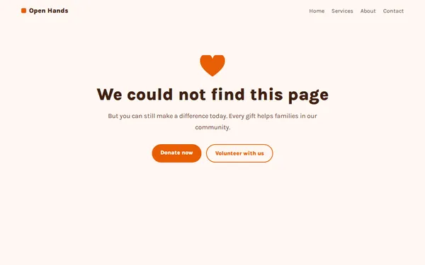 Nonprofit 404 page template preview