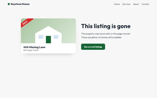 Real Estate 404 page template preview