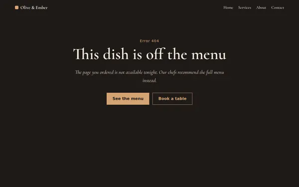 Restaurant 404 page template preview
