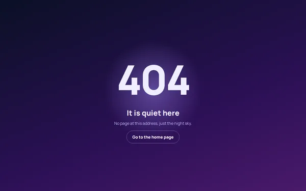 Midnight Gradient 404 page template preview