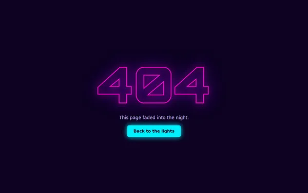 Neon Outline 404 page template preview
