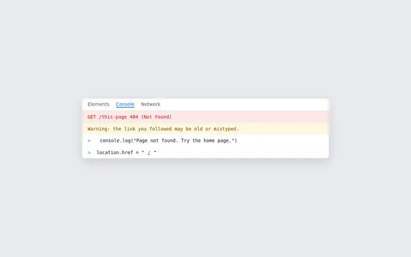 Console 404 page template preview