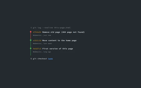 Git Log 404 page template preview