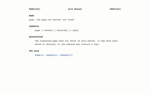 Man Page 404 page template preview