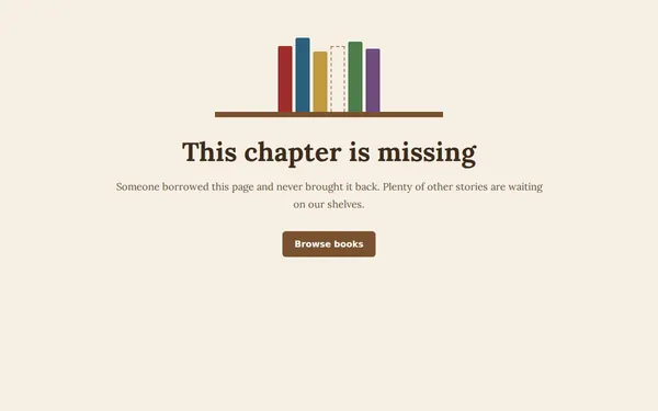 Bookstore 404 page template preview