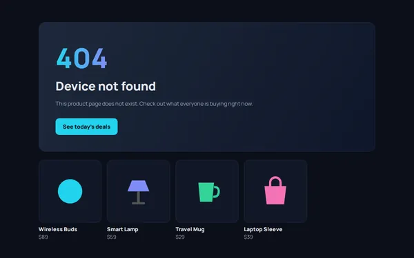Electronics 404 page template preview