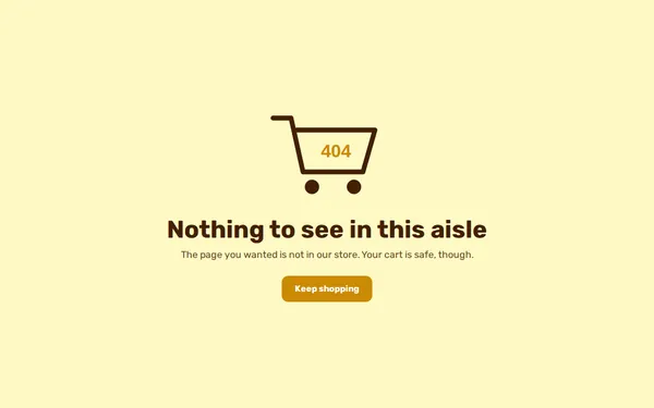 Empty Cart 404 page template preview