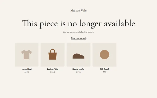 Fashion Store 404 page template preview