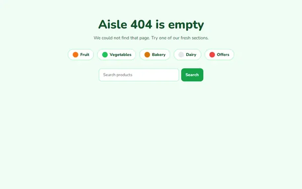 Grocery 404 page template preview