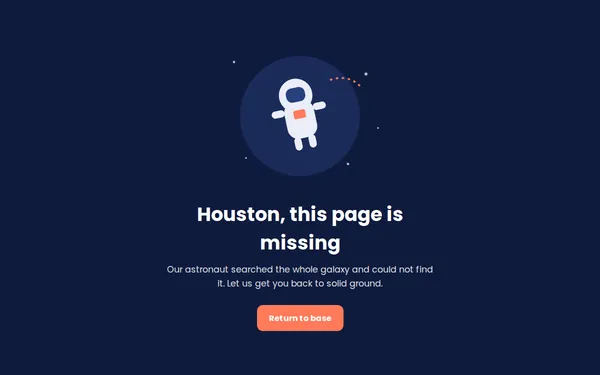 Astronaut 404 page template preview