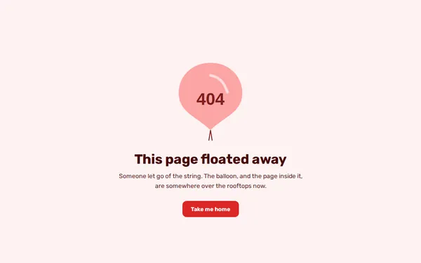Balloon 404 page template preview