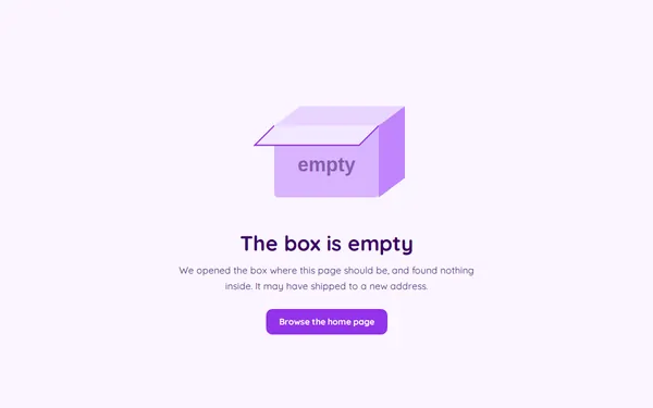 Empty Box 404 page template preview