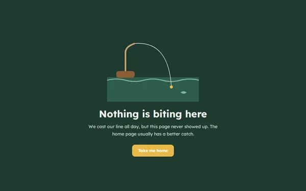 Fishing 404 page template preview