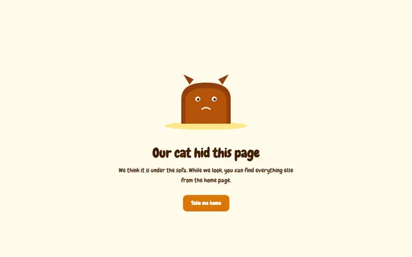 Hiding Cat 404 page template preview