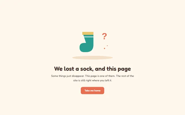 Lost Sock 404 page template preview