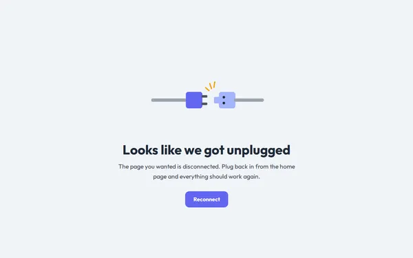 Unplugged 404 page template preview