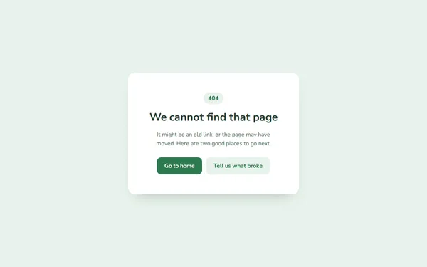 Card 404 page template preview