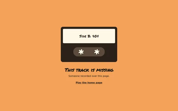 Cassette 404 page template preview