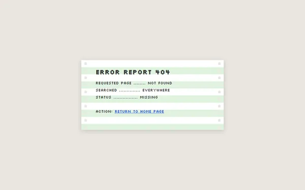 Dot Matrix 404 page template preview
