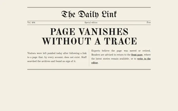 Newspaper 404 page template preview
