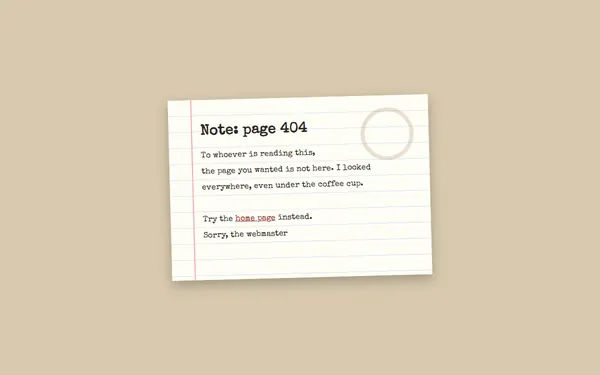 Paper Note 404 page template preview