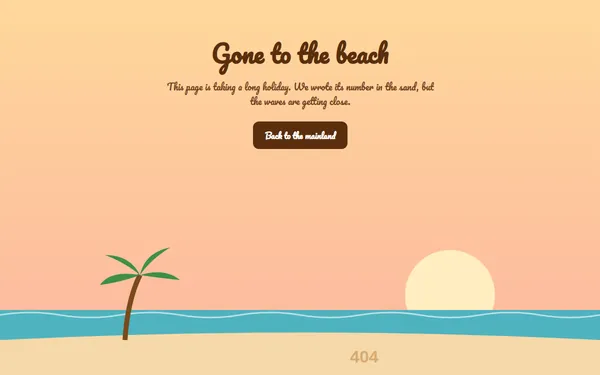 Beach 404 page template preview