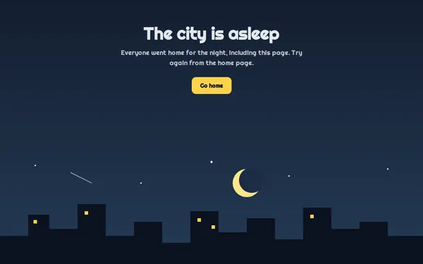 City at Night 404 page template preview