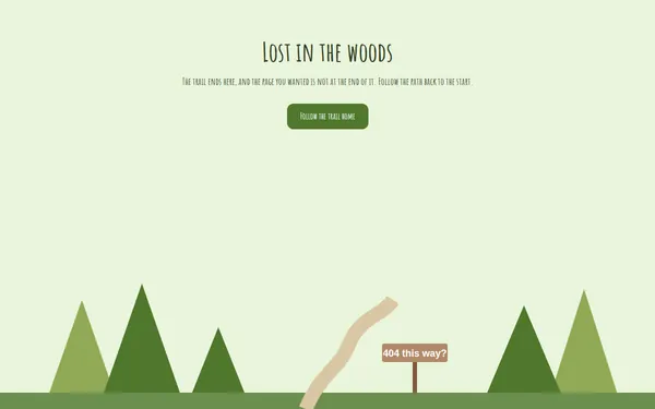 Forest Trail 404 page template preview