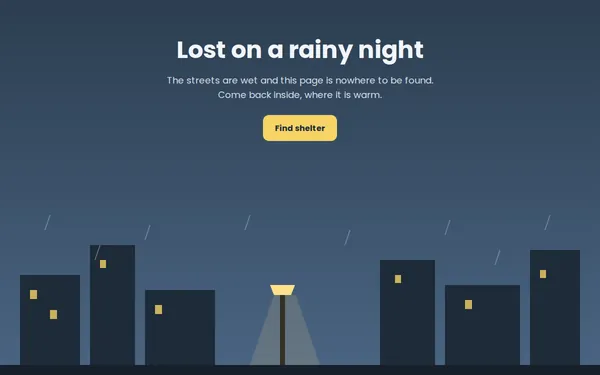 Rainy City 404 page template preview