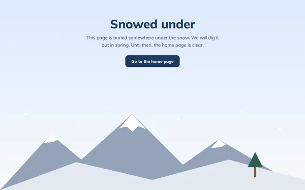 Snowy Mountains 404 page template preview