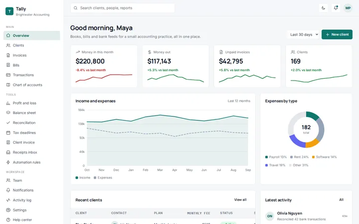Tally accounting dashboard template preview