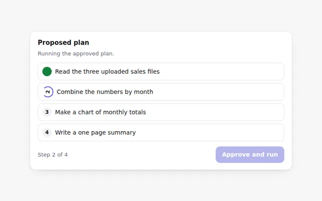 Editable Task Plan AI UI component preview
