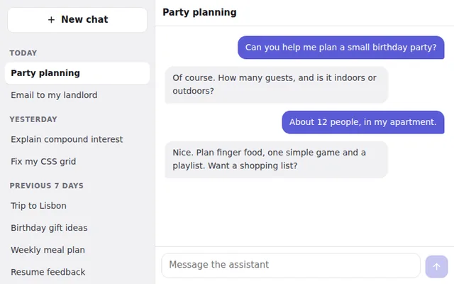 Chat Sidebar AI UI component preview