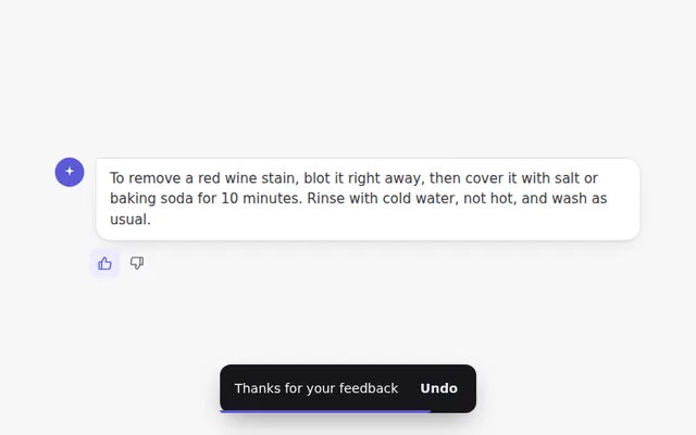 Feedback Toast with Undo AI UI component preview